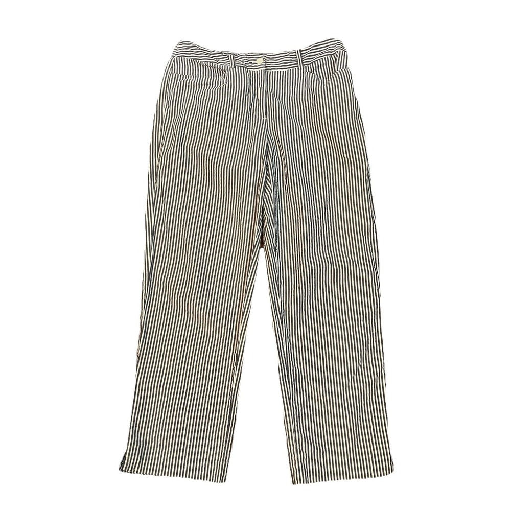 Evan-Picone Sz 6 Gray White Striped seersucker Ankle Classic Slacks
